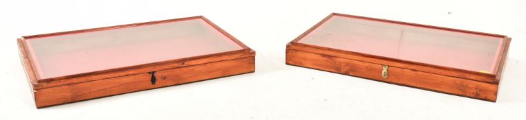 PAIR OF 20TH CENTURY PINE CASED TABLE TOP DISPLAY CABINETS