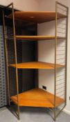LADDERAX - MID CENTURY TEAK AND METAL CORNER DISPLAY BOOKCASE