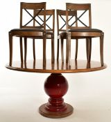 ROCHE BOBOIS - WALNUT CIRCULAR DINING TABLE & CHAIRS