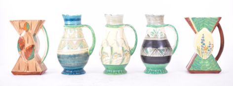 MYOTT, SON & CO. - FIVE ART DECO CERAMIC JUGS
