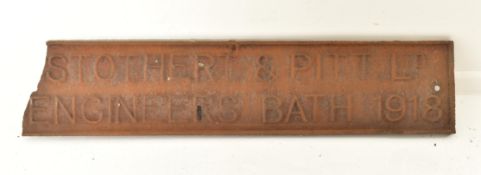 EARLY 20TH CENTURY CAST IRON SIGN FOR STOTHERT & PITT LTD