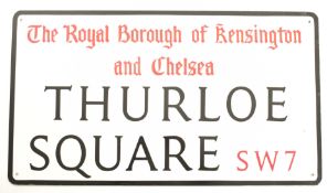 THURLOE SQUARE, LONDON - VINTAGE ENAMEL ROAD SIGN