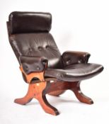 RETRO 20TH CENTURY DANISH TEAK AND LEATHER ARMCHAIR