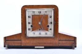 ART DECO STYLE WESTMINSTER CHIME WALNUT MANTEL CLOCK