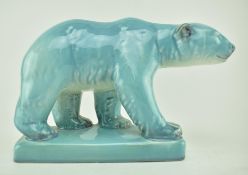BESWICK - MID CENTURY CERAMIC MODEL OF A POLAR BEAR IN BLUE