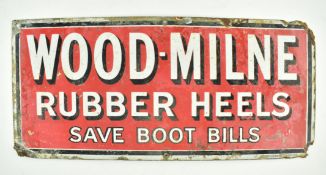 VINTAGE ADVERTISING - WOOD-MILNE RUBBER HEELS ENAMEL SIGN