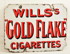 WILLS'S GOLD FLAKE - VINTAGE ENAMEL ADVERTISING SIGN