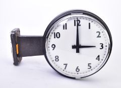 VINTAGE MID CENTURY CHROME DOUBLE SIDED WALL STATION CLOCK