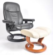 EKORNES X STRESSLESS - LEATHER SWIVEL ARMCHAIRS & FOOT STOOL