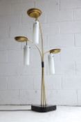 MID CENTURY 1960S ITALIAN TRIPLE GLASS FLOOR STANDING LAMP