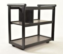 MID CENTURY 1970S EBONISED ASH WOOD COCKTAIL TROLLEY