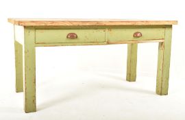 LARGE VINTAGE 20TH CENTURY PINE KITCHEN FARMHOUSE TABLE