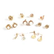 ASSORTMENT OF GOLD GEM SET & YELLOW METAL EARRINGS