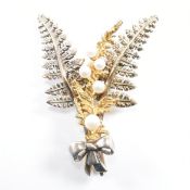 1970S HALLMARKED 9CT GOLD & PEARL SPRAY BROOCH PIN