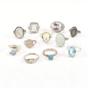 COLLECTION OF 925 SILVER & GEM SET RINGS