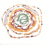 ASSORTED VINTAGE STONE BEAD NECKLACES QUARTZ GARNET AMETHYST