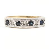 HALLMARKED 9CT GOLD SAPPHIRE & DIAMOND HALF HOOP RING