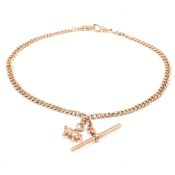 HALLMARKED ANTIQUE 9CT ROSE GOLD ALBERT T BAR CHAIN & CHARM