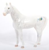 TWO VINTAGE SYLVAC BONE CHINA DAPPLED GREY HORSE FIGURE - 3180