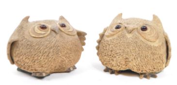 PAIR OF VINTAGE 20TH CENTURY POTTERY PLANTERS IN OWL FORM
