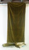 TWO PAIRS OF MID CENTURY GREEN VELOUR / VELVET CURTAINS