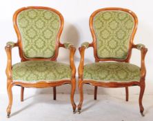 PAIR OF 19TH CENTURY VICTORIAN WALNUT SALON ARMCHAIRS