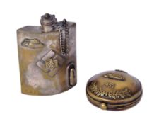 WWII SECOND WORLD WAR GERMAN STYLE POCKET WATCH & HIP FLASK