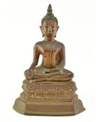 19TH CENTURY THAI COPPER SEATED BUDDHA TEMPLE FIGURE