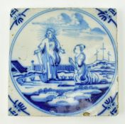 LATE 18TH CENTURY DUTCH DELFT TILE WITH ECCLESIASTICAL SCENE