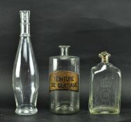 THREE VINTAGE 20TH CENTURY DECORATIVE GLASS BOTTLES