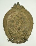 LATE VICTORIAN EMBOSSED CHERUB COPPER WALL PLAQUE