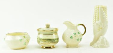 BELLEEK - COLLECTION OF THREE PORCELAIN PIECES & ONE OTHER