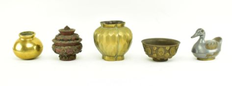 FIVE 19TH & 20TH CENTURY EAST ASIAN METALWARE TRINKETS