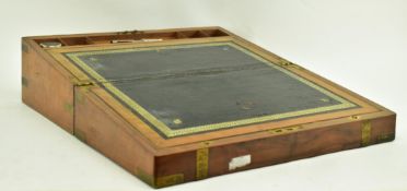 EDWARDIAN WALNUT & BRASS BOUND WRITING SLOPE & EPHEMERA