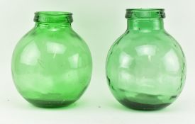 PAIR OF VINTAGE GREEN GLASS VIRESA CARBOYS