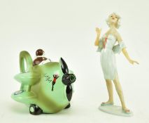 CARLTON WARE LUCY MAY TEAPOT & WEISSBACH ART DECO FIGURINE