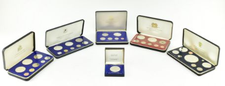 SIX FRANKLIN MINT COINAGE PROOF CASED SETS