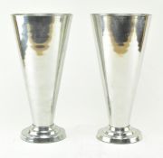 PAIR OF ART DECO STYLE CHROME CENTREPIECE TRUMPET VASES