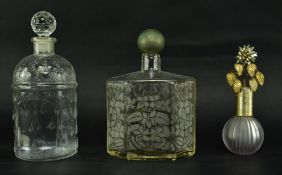 THREE VINTAGE GLASS PERFUME BOTTLES INCLUDING GUERLAIN