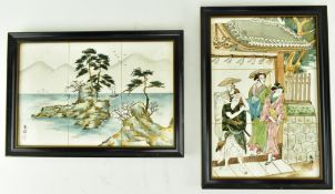 TWO EARLY 20TH CENTURY JAPANESE TILE PAINTINGS