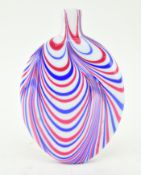VICTORIAN NAILSEA BLUE AND RED OPALINE GLASS FLASK