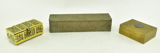 THREE BRASS & BRONZE METALWARE TRINKET BOXES