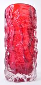 WHITEFRIARS - VINTAGE MID CENTURY RUBY RED BARK VASE