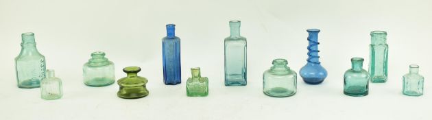 TWELVE 19TH CENTURY & LATER GLASS APOTHECARY VIALS