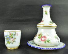 MID 19TH CENTURY FRENCH OPALINE CARAFE & STAND WITH TUMBLER