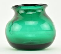 A VICTORIAN 19TH CENTURY HAND BLOWN TEAL GLASS POT