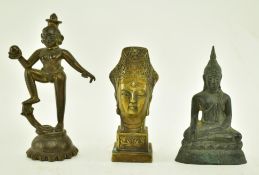 THREE 19TH & 20TH CENTURY HINDU & BUDDHIST TEMPLE FIGURES