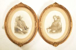 PAIR OF EDWARDIAN GILT FRAMED MARRIAGE PORTRAIT PHOTOGRAPHS