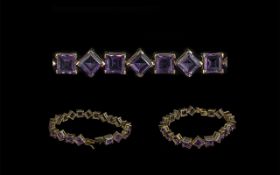 Ladies Attractive 9ct Gold Amethyst Set