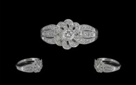 Ladies 18ct White Gold Contemporary Diam